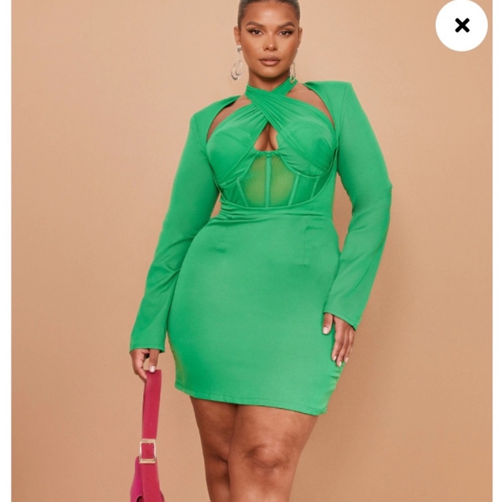 Emerald Green Corset Blazer dress - Picture 6 of 8